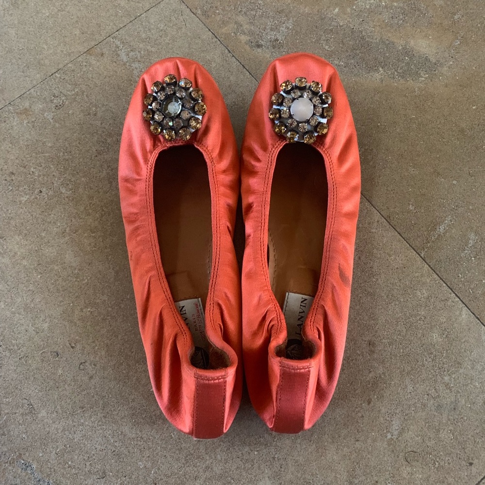 Pink/Coral Lanvin Satin Flats